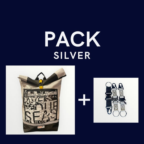 PACK SILVER . MOCHILA  MAS LLAVERO DUAL
